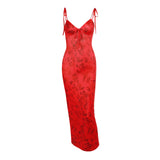 Women Dresses Summer Slim Fit Dress Sexy Print Backless Slip Dress
