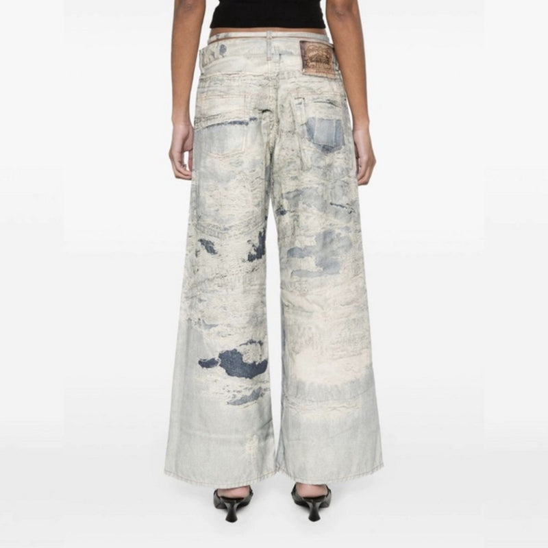 MIJKO Men Vintage Pants MIJKO straight-leg pants make old washed 3D printed jeans