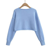 Women Sweater Knitwear Cropped Midriff-Baring Hoodie Knitwear Sweater