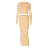Women Co-Ord Set Autumn and Winter Two-Piece Suit Suit Long Sleeves Cropped Half-Length Skirt Suit