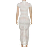 Women Dresses Autumn Short Sleeve Long Skirt Sexy Slim Knit Dress (Bla0420)