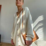 Ladies Leisure Knitwear Loose Knitted Sweater Women Casual Solid Color Autumn and Winter Cardigan