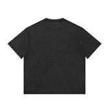 Men T Shirt Washed Distressed Short Sleeve Printed T-shirt