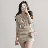 Women Dresses V-neck Dress Hip Skirt Skirt