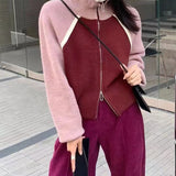 Women Knitwear Spring and Autumn Zipper Turtleneck Sweater Coat