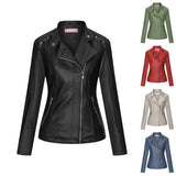 Red Leather Jacket Autumn and Winter Wear PU Leather Jacket Leather Coat