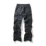 Men Sweatpants Solid Color Pleated Bell-Bottom Pants Casual Pants Straight-Leg Trousers