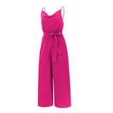 Women Date Dress Summer Sexy Slim-Fit Suspender Wide-Leg Jumpsuit Trousers