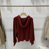 Women Knitted Pullover Spring and Autumn Sweater Women's Loose Long Sleeve Hooded Sweater Sweater