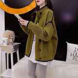 Women Knitted Cardigan Autumn and Winter Turtleneck Sweater Loose Single-Breasted Knitted Cardigan