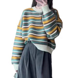Women Knitwear Autumn and Winter Striped Knitted Top Loose Sweater