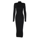 Women Dresses Fall Slim Fit Turtleneck Long Sleeve Dress