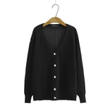 Women Sweater Knitwear Hollow-out Knitted Cardigan Women's Thin Coat Loose V-neck Sweater