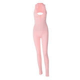 Women Jumpsuit Summer Sexy Back Hollow Zipper Jumpsuit (Hawthaw0412)