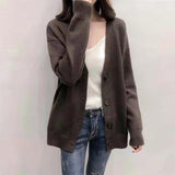 Women Knitwear Autumn and Winter V-neck Sweater Loose Knitted Cardigan
