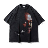 Asap Rocky T Shirts Washed Vintage Hip Hop Short Sleeve Print