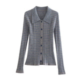 Women Sweater Knit Wear Lapel Knitted Top Autumn Long Sleeve Sweater Cardigan