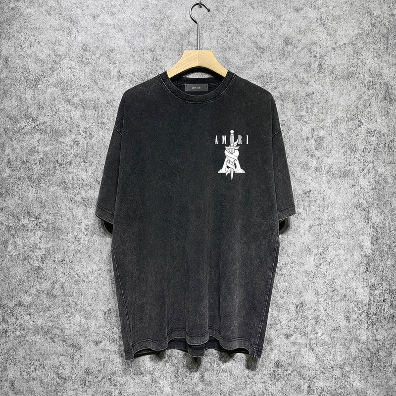 Amiri T-shirt Washed and Worn Retro Short Sleeve T-shirt