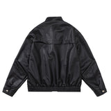 Unisex Jacket Autumn Stand Collar Leather Jacket