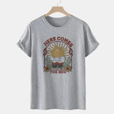 Here Comes the Sun Graphic Tees Western Women Oversized