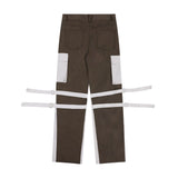 Men Sweatpants Punk Hip Hop Stitching Contrast Color Wide-Leg Workwear Trousers