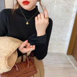 Women Knitwear Autumn and Winter Turtleneck Wood Knitted Bottoming Shirt