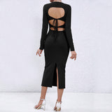 Women Dress Autumn Winter Sexy Sheath Tight Dress Hollow Dress