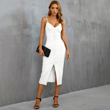 Women Dress Sexy V-neck Slim Fit Hip Bag Party Sling Dress
