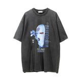 Men Vintage T-Shirt Masked Man Printed round Neck Short Sleeve T-shirt