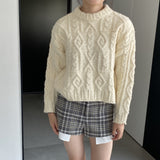 Women Winter Knitted Sweater Crew Neck Twist Loose-Fitting Long Sleeve Sweater X1925