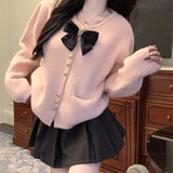 Women Knitted Cardigan Spring and Autumn Bow Sweater Coat