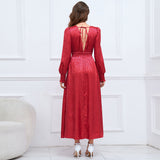 Women Date Dress Autumn and Winter V-neck Bubble Long Sleeve Dress