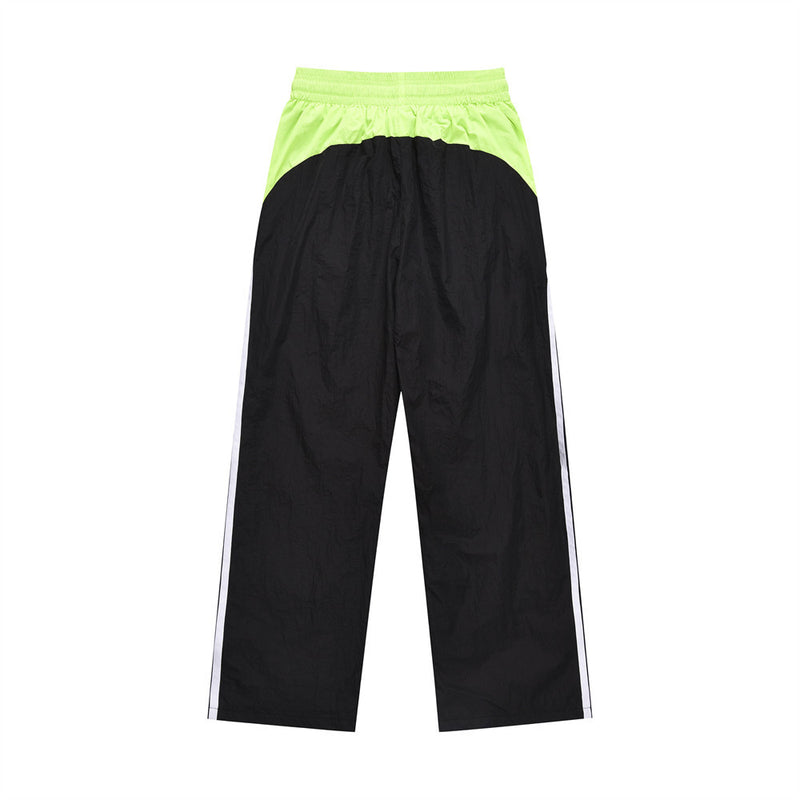 Men Sweatpants Casual Sports Trousers Striped Stitching Loose Straight Trousers with an Elasticated Waist