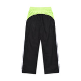 Men Sweatpants Casual Sports Trousers Striped Stitching Loose Straight Trousers with an Elasticated Waist