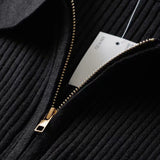 Women Sweater Knitwear Autumn Sexy Slim Lapel Double-Headed Zipper Navel Jacket