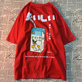 2024Cute Japanese Cat Print Oversized T-shirt Women Men