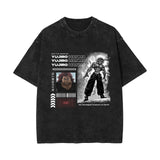 Washed retro cotton t-shirt printed washed old short sleeves