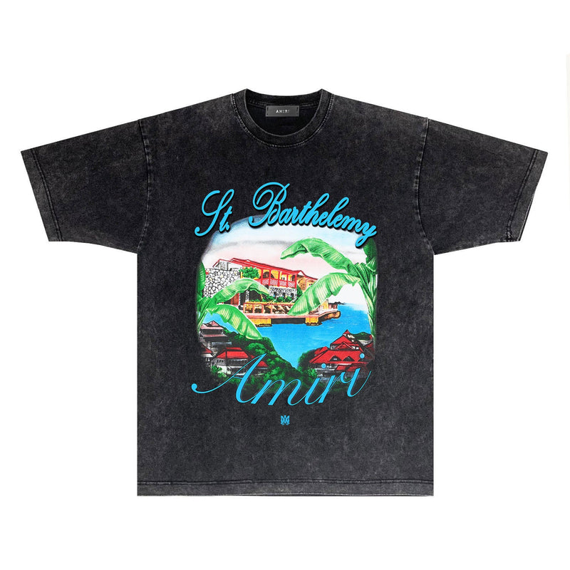 Amiri T Shirts Washed and Worn Retro Short Sleeve T-shirt