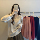 Women Knitted Pullover Autumn and Winter Loose Knitwear Top