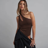 Women Jumpsuit Summer Sexy Slim-Fit Ribbed One-Shoulder Hollow-out Jumpsuit
