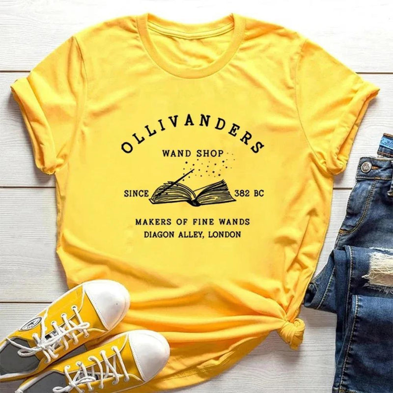 Cotton T Shirt Unisex Tops Ollivanders Wand Shop T-Shirt