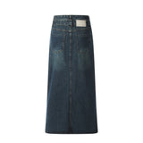 Women Long Skirt Slit Half-Length Jeans Loose Straight Dress