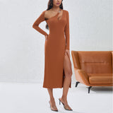 Women Dress Sexy Cutout Slim Fit Skirt off-the-Shoulder Dress