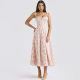 Women Dresses Floral Skirt Sling Summer Two-Piece Set Dress