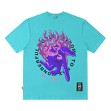 Men T Shirt Oversize Butterfly Flame Print Short Sleeve T-shirt