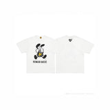 Men T-shirts Japanese Mickey Pattern Loose Cylinder Short Sleeves