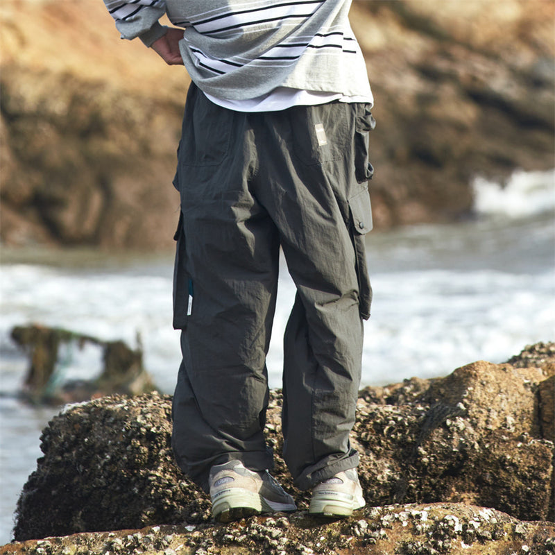 Men Sweatpants Solid Color Stereo Organ Multi-Pocket Outdoor Work Clothes Trousers Baggy Pants