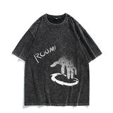 Washed vintage cotton t-shirt Trafalgar Rowe print washed and old