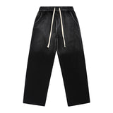 Men Sweatpants Spray Painting Gradient Washing Water Straight Sweatpants Casual Elastic Waist Exercise Length