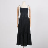 Women Dresses Summer Hollow Embroidery Long Suspender Skirt (Qymy0409)
